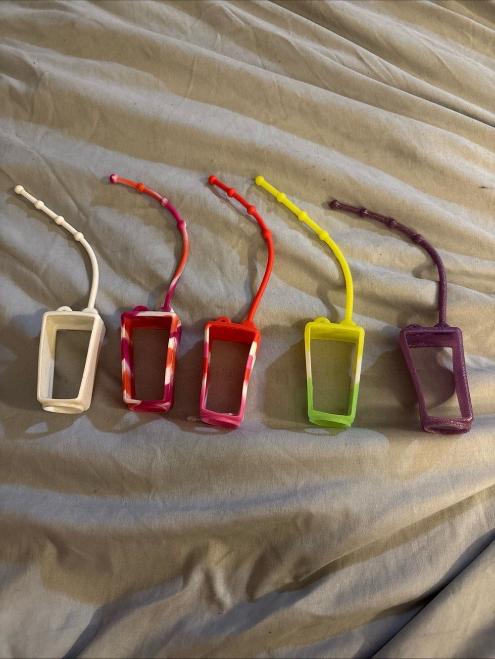 Silicone Hand Sanitizer Holder Keychain - Purple, Yellow, Red, Pink, White